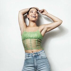 Princess Polly Women's Green and White Crop-top